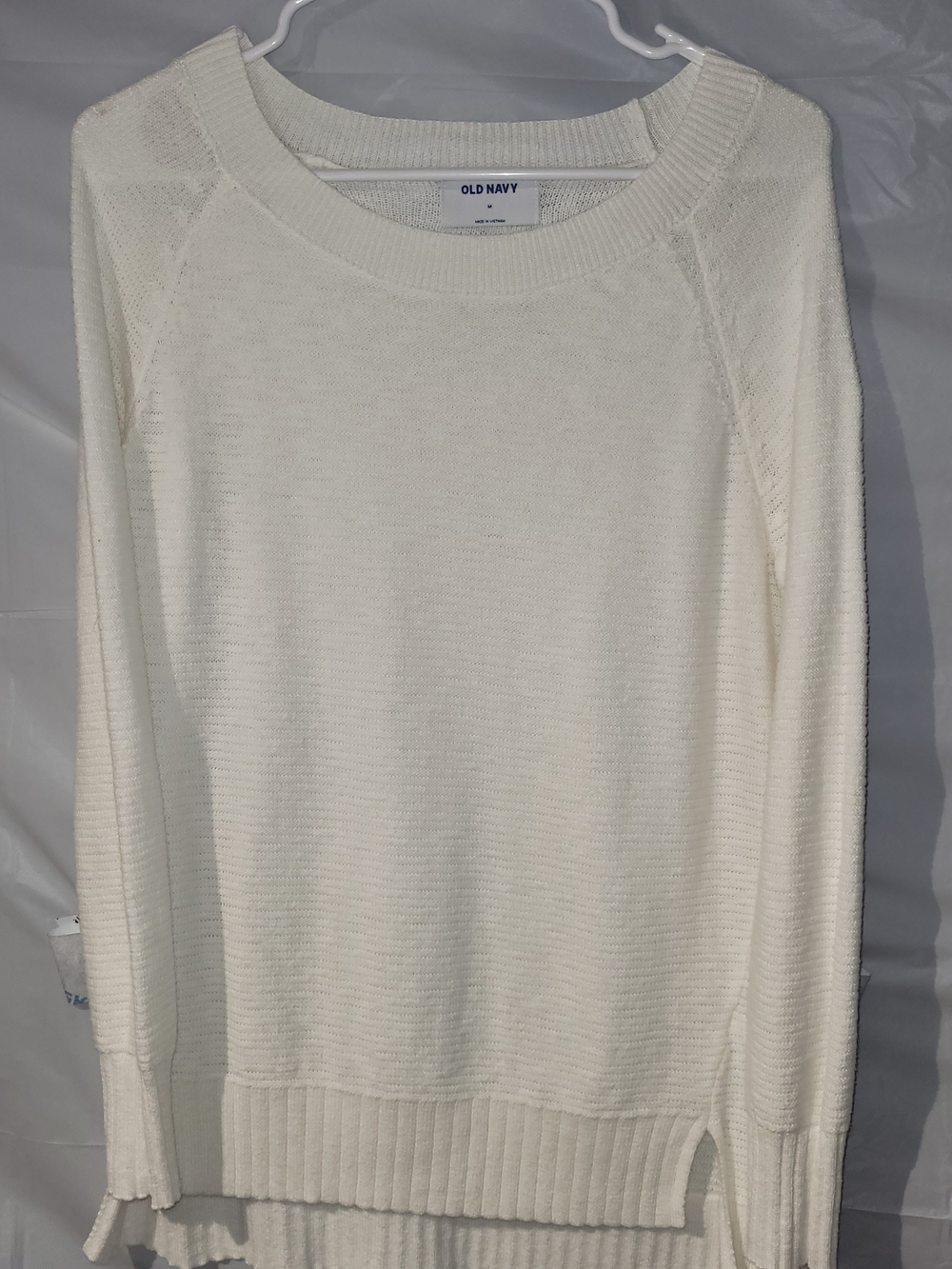 Old Navy Women's Cream Ribbed Crewneck Sweater